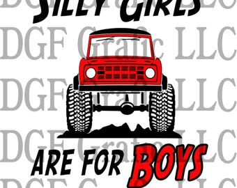 Silly girls - BRONCOS are for Boys - 2 Color Vinyl Window Decal - #EB009