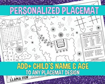PERSONALIZED BIRTHDAY PLACEMAT | Digital download | Your choice of placemat theme with personalized name & age