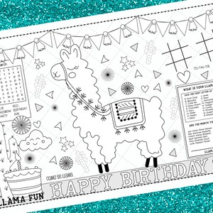 LLAMA-Kids activity placemat- Digital file only