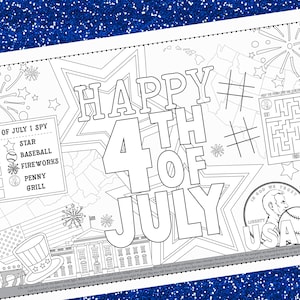 4TH OF JULY-Kids activity placemat- Digital file only