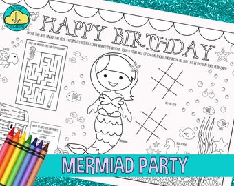 MERMAID PARTY- Kids activity placemat- Digital file only