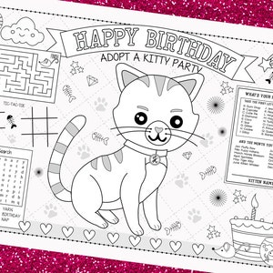 ADOPT A KITTEN-Kids activity placemat- Digital file only