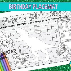 DINOSAUR-Kids activity placemat- Digital file only