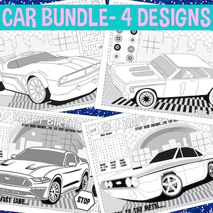 CAR PARTY PACK-Kids activity placemat- Digital file only