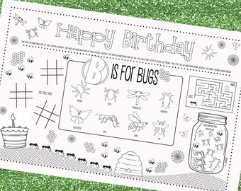 BUG PARTY- Kids activity placemat- Digital file only