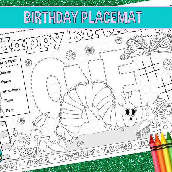 HUNGRY CATERPILLAR-Kids activity placemat- Digital file only