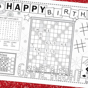 GAME NIGHT PARTY-Kids activity placemat- Digital file only