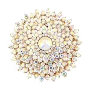 Round Brooch Iridescent | Crystal Brooches Pins | Wedding Bridal Gown Pin Decor | Rainbow AB Brooch Woman Gift | Brooches for Crafts