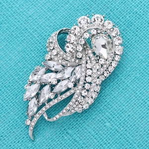 Crystal Rhinestone Brooch, Silver Bridal Brooch Dress Pin, Decoration, Large Sparkle Crystal Brooch, Silver Wedding Rhinestone Brooches Pins