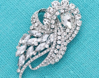 Crystal Rhinestone Brooch, Silver Bridal Brooch Dress Pin, Decoration, Large Sparkle Crystal Brooch, Silver Wedding Rhinestone Brooches Pins