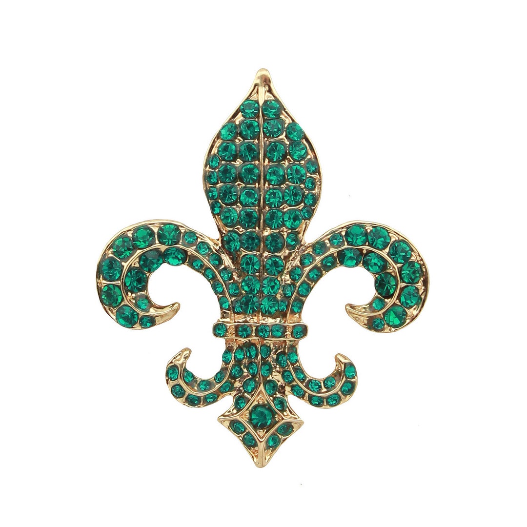 Broche Vintage Fleurs Et Bourgeons Argenté - Pierres Vraies Vertes - Occasion