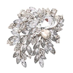 Large Silver Rhinestone Brooch, Bridal Sash Dress Brooch Pin, Fashion Women Brooches, Big Rhinestone 3.75 inch Brooch, Large Broach Pins
