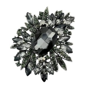 Black Rhinestone Brooch, Crystal Black Brooches Pins, Black Broach, Wedding Bouquet Brooches, 3 inch Brooch Pin Dress Decoration Gift