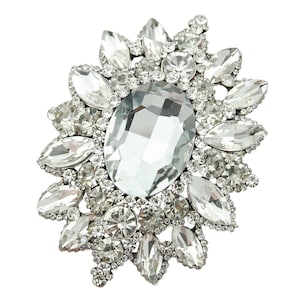 Crystal Rhinestone Brooch Wedding Dress Sash Pin Clip Sparkly Decoration Embellishment Bride Bouquet Silver Brooches Jewelry Gift for Her