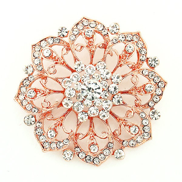 Elegant Rose Gold Brooch, Rhinestone Pin Brooches, Bridal Dress Sash Sparkly Accessory, Cake Crystal Decoration Brooch, Women Brooches Gift