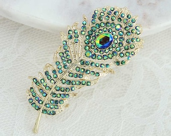 Peacock Feather Brooch, Crystal Brooches Pins for Bouquet, Dress Pin Decoration, Rhinestone Broaches Women, Peacock Brooch Gift Crafts