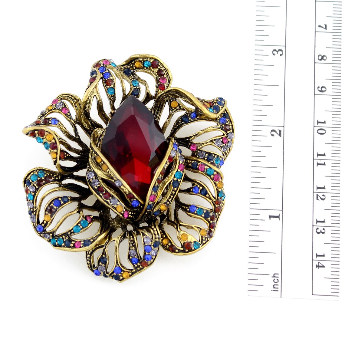 Multi Colored Rhinestone Brooch Women Fashion Flower Brooch Etsy
