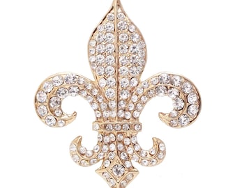 Gold Fleur de Lis Rhinestone Brooch: DIY Wedding Bouquet Pin