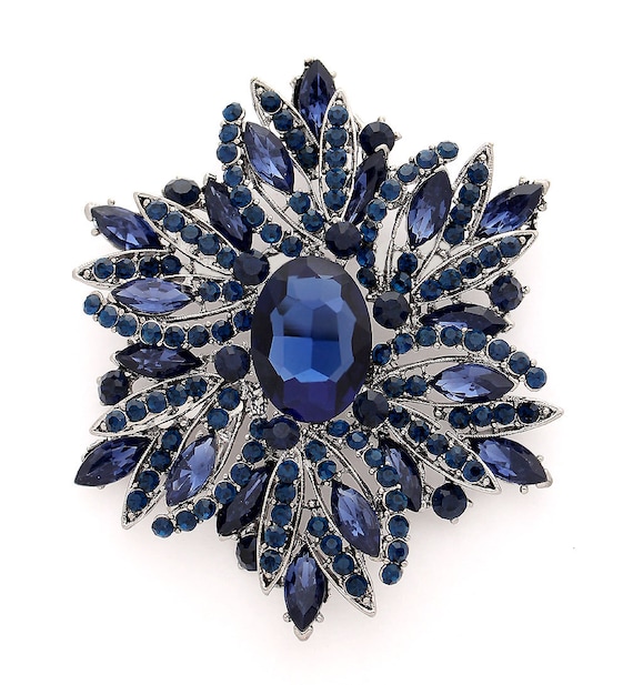 Fashion Blue Butterfly Pin with Crystals Base Metal Fashion Blue Butterfly Pin with Crystals Base Metal