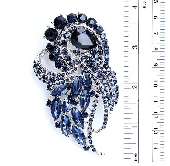 Navy Crystal Brooch, Blue Brooches Pins Women, Bridal Wedding Brooch, Cake  Bouquet Rhinestone Broaches Crafts, Party Dress Pin Decoration 