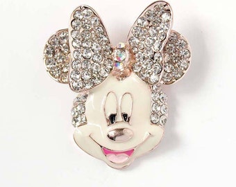 Rhinestone Mouse Brooch, Rhinestone Gold Minnie Broach, Cartoon Wedding Bouquet Brooches, Wedding Cake Decor, Gold Mickey Broaches