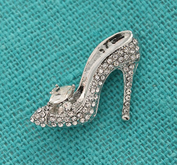 High Heels Shoes Rhinestone Crystal Diamante Brooch Wedding Bridal Broach