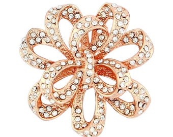 Rose Gold Crystal Rhinestone Brooch: Bridal Bouquet Pin