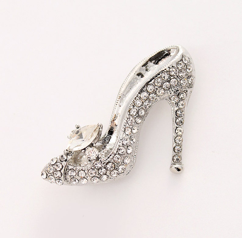 Cinderella Shoe Brooch Crystal Rhinestone Brooch Wedding Etsy