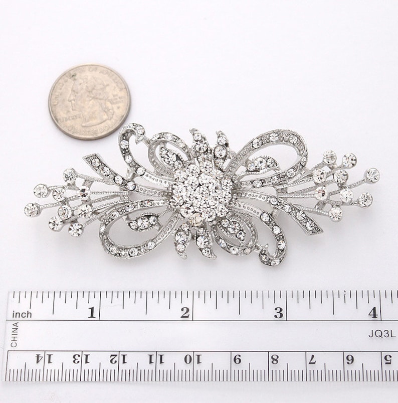 Silver Crystal Brooch, Rhinestone Wedding Bouquet Brooches, Bridesmaid Bride Dress Brooch Pin, Classy Silver Rhinestone Pins DIY Project image 4