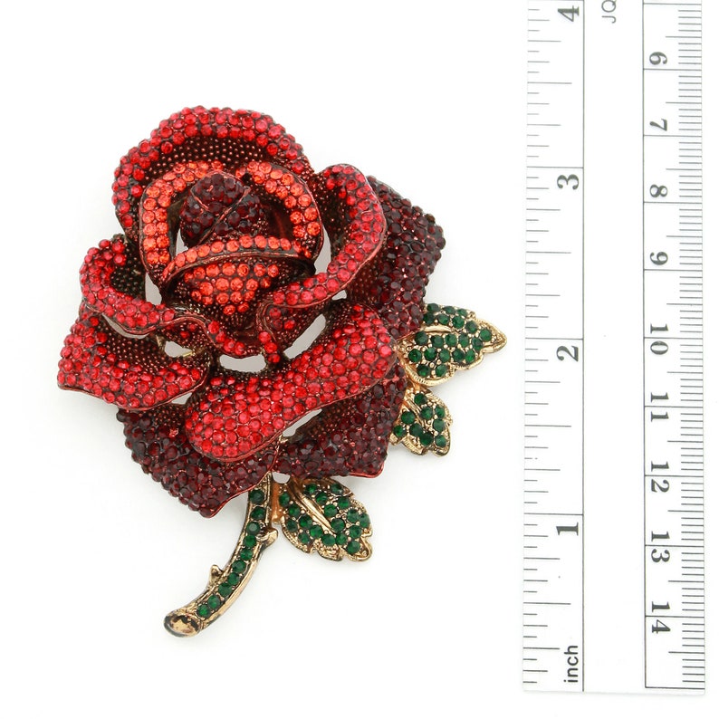 Rose Brooch Large Red Flower Brooch Pin Dimensional Etsy