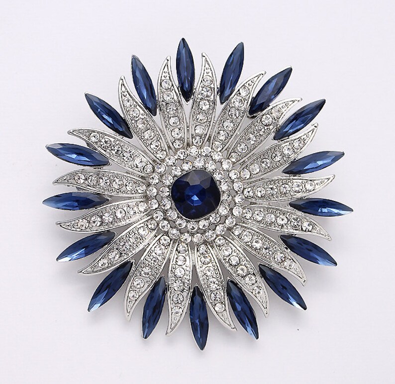 Midnight Blue Brooch Navy Blue Wedding Brooches Bridal Etsy