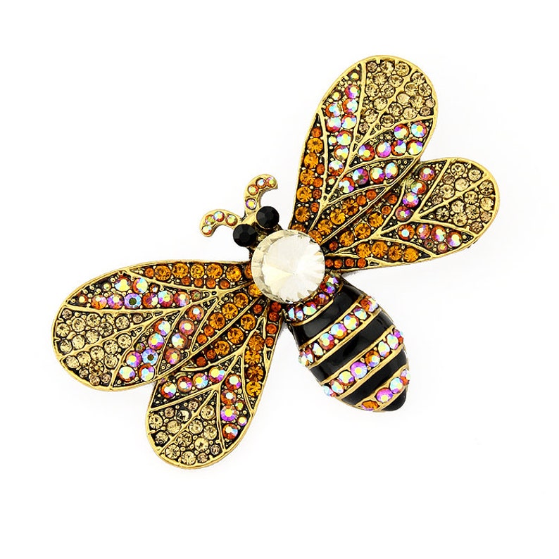 Bee Rhinestone Brooch Bug Insect Brooches Pins Women Honey Etsy
