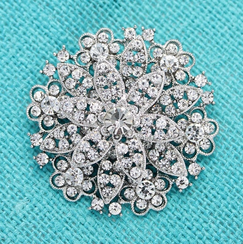 Silver Rhinestone Brooch, Crystal Broach Sash Dress Pin, Wedding Broach Bouquet Pins, Bridesmaid Bridal Brooch, Rhinestone Broaches Women image 2