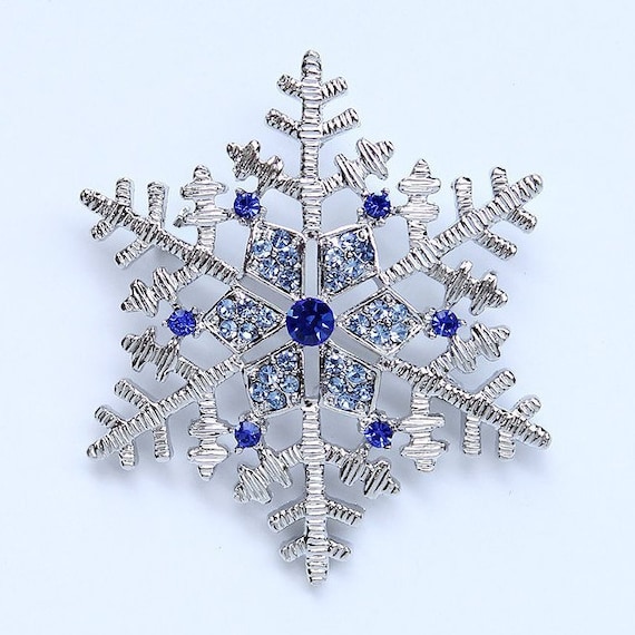 Crystal Blue Snowflake Brooch Royal Blue Christmas Winter Etsy