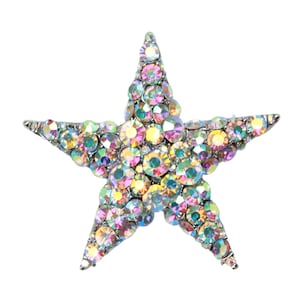 Iridescent Crystal Star Brooch Pin AB Rhinestone Badge Clip Silver Plated Jeweled Embellishment Lapel Decoration Stars Jewelry Women Gift