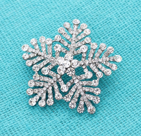 Crystal Snowflake Brooch Winter Wedding Brooch Bouquet Etsy 