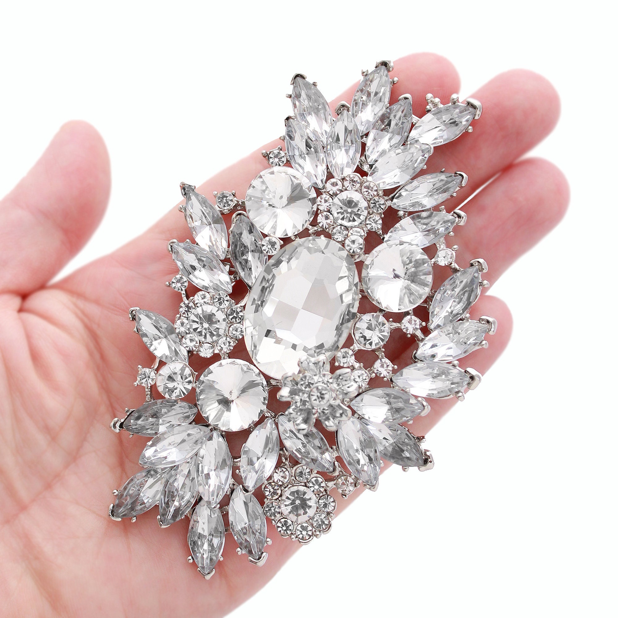 Vintage Rhinestone Brooch - Etsy Vintage Rhinestone Brooch - Etsy