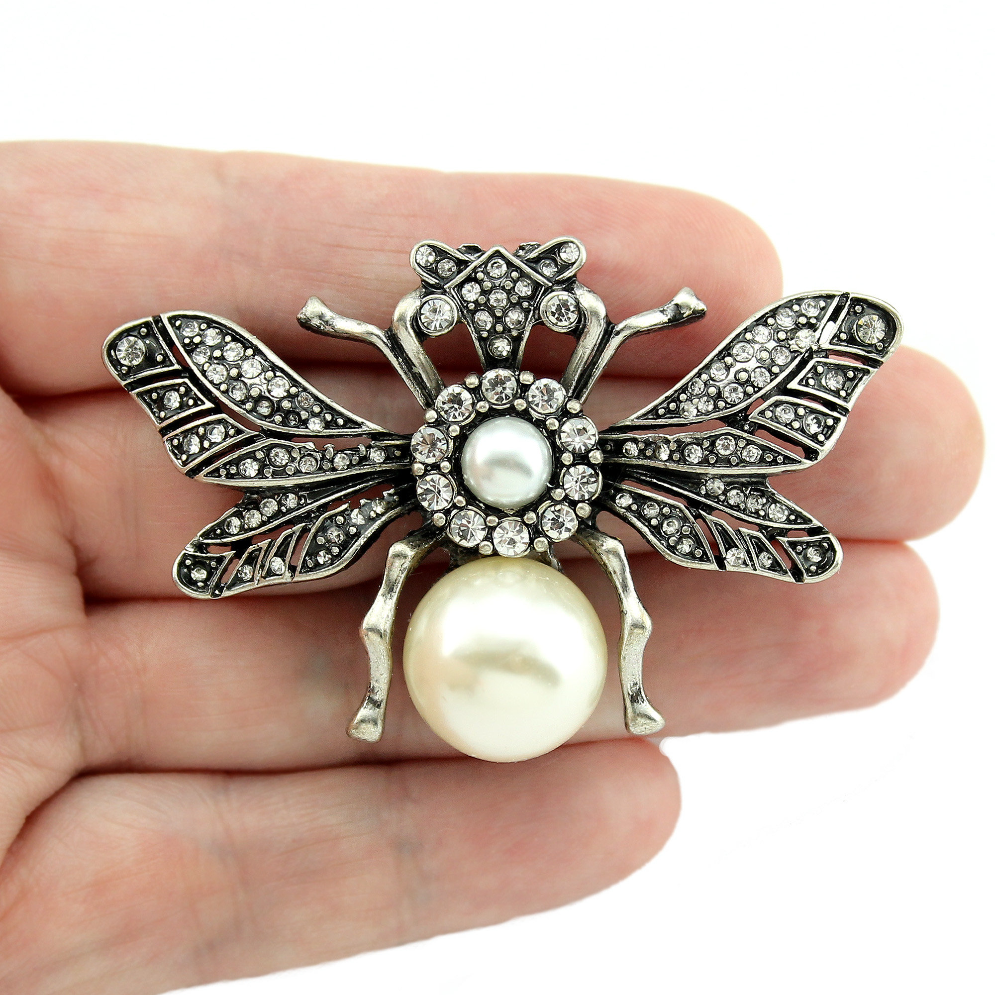 Classic Design Pin Brooches Crystal Bow Flower Pearl Camellia 5