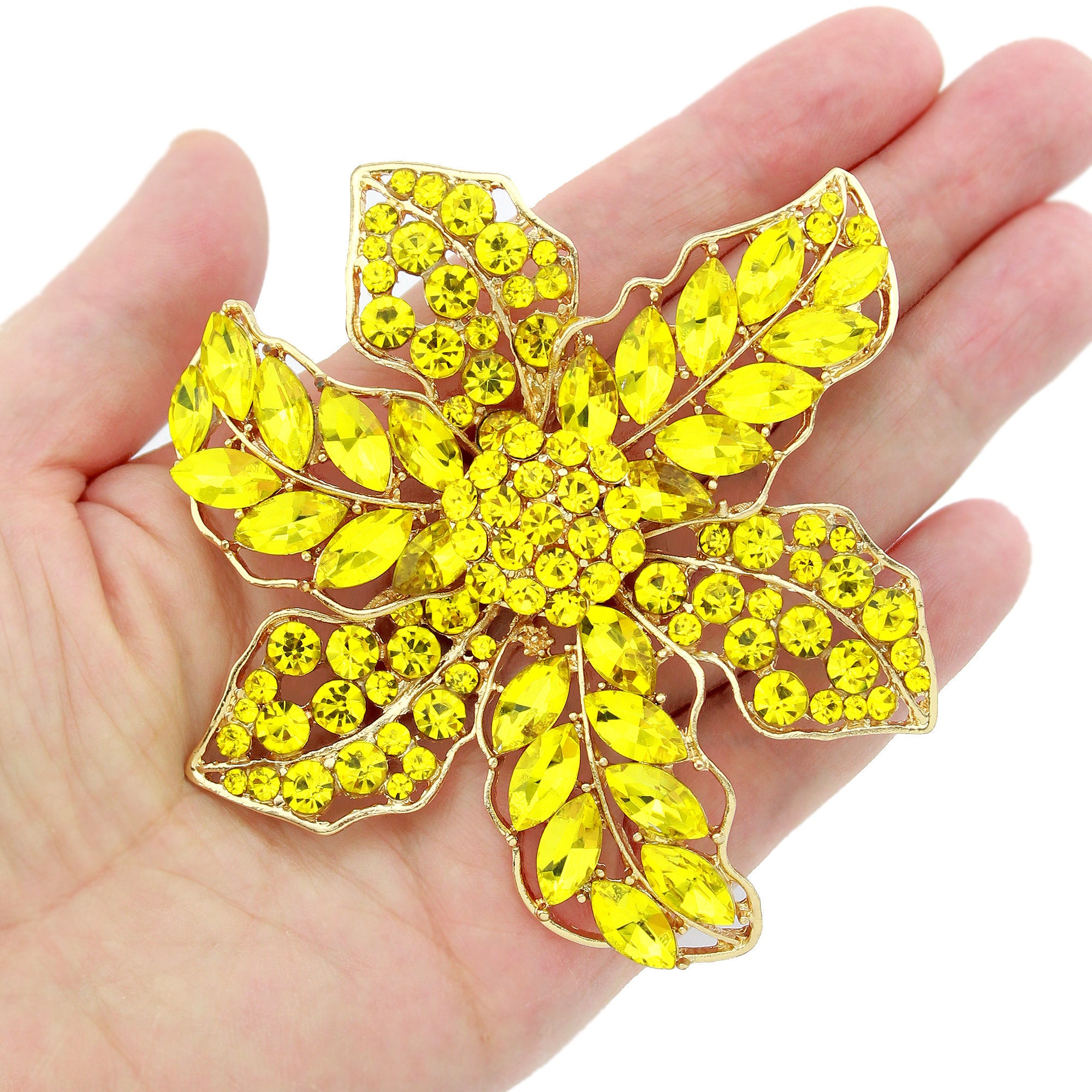 Yellow flower brooch clearance