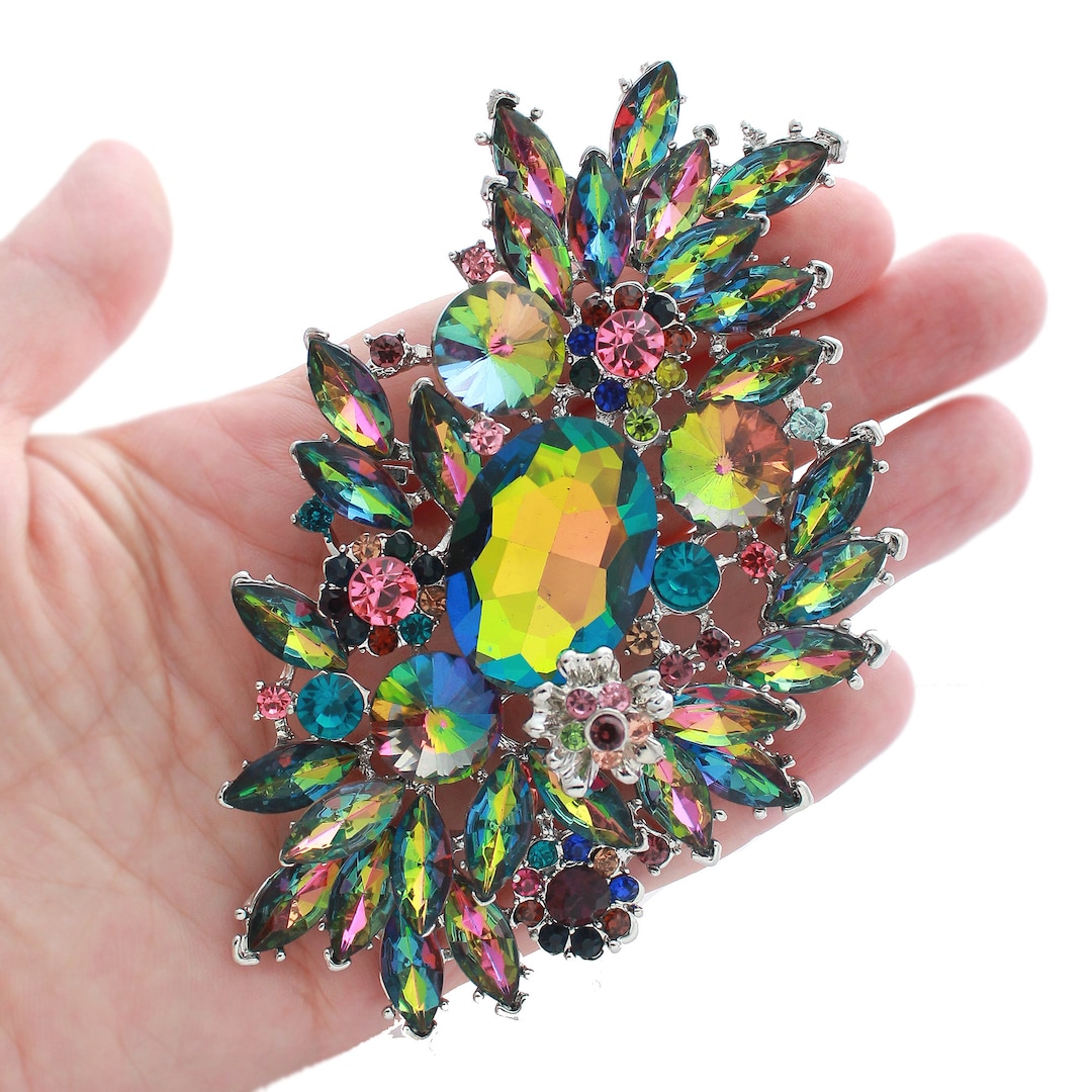 Extra Large Crystal Brooch Rhinestone Brooches Pins Womens Etsy