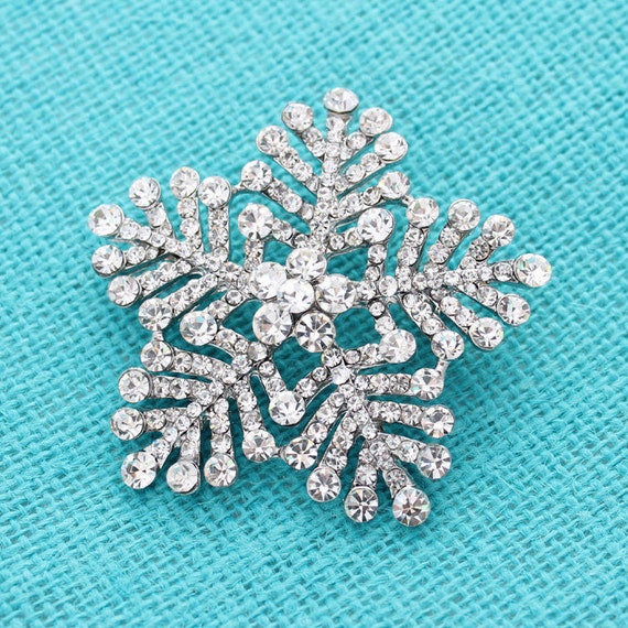 Sparkling Crystal Large Snowflake Pin Silver Tone Sparkling Crystal Large Snowflake Pin Silver Tone
