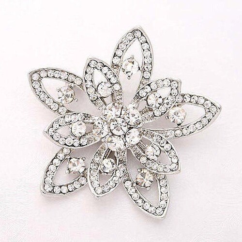 Silver Rhinestone Brooch Bridesmaid Bride Dress Sash Pin Etsy