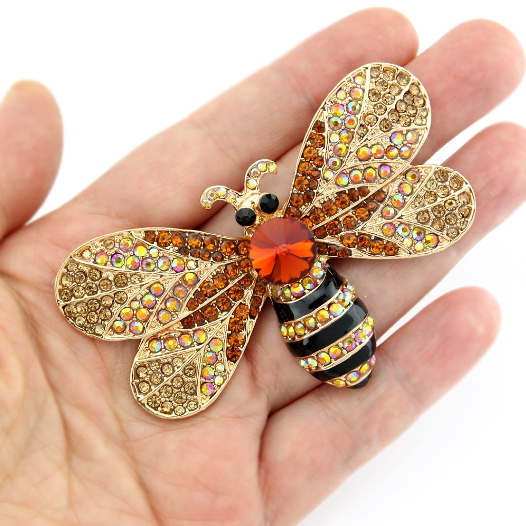 Dropship Honey Bee Brooch For Women Crystal Insect Themed Bee