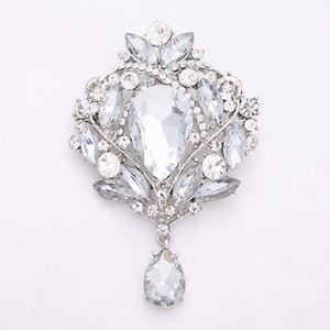 Silver Rhinestone Brooch, Bridesmaid Bridal Crystal Pin, Women Brooches Pins, Dress Sash Brooch, Wedding Bouquet Broaches, Cake Broach