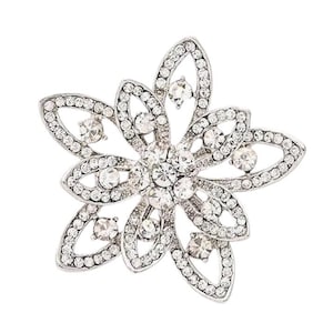 Silver Rhinestone Brooch, Bridesmaid Bride Dress Sash Pin, Sparkling Broaches Wedding Bridal Bouquet, Cake Broach, Crystal Brooches Pins