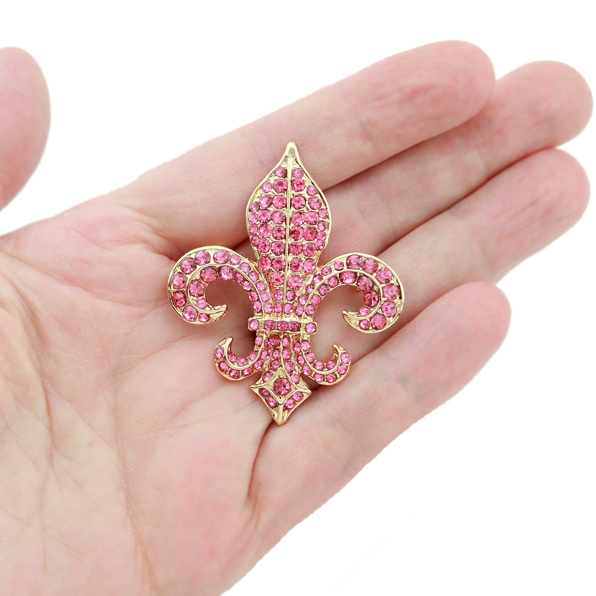 Broche Fleur De Lys En Or à Paillettes Strass - Bijou Femme Brillant, Parfait Pour Accessoiriser