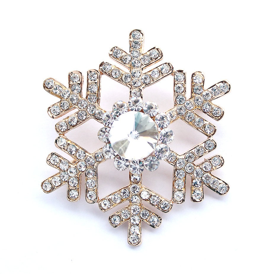 Gold Snowflake Brooch Winter Wonderland Wedding Gold Jewelry | Etsy