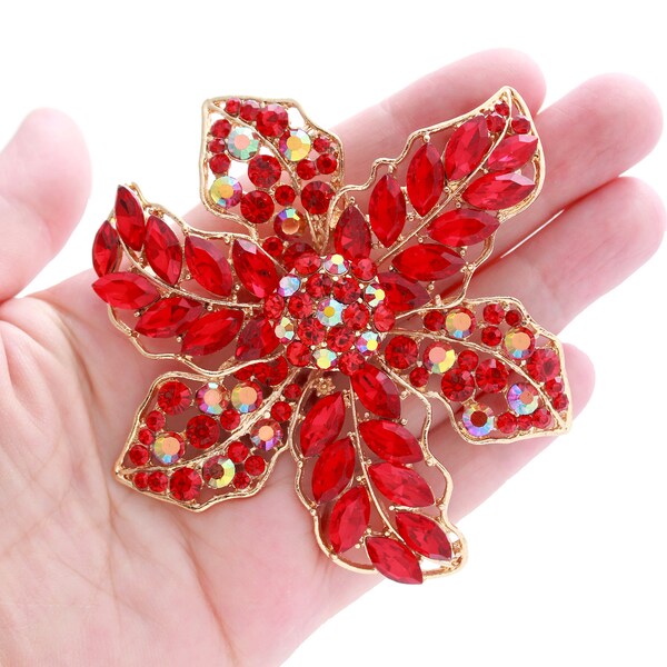 Red Flower Pin for Dress Etsy