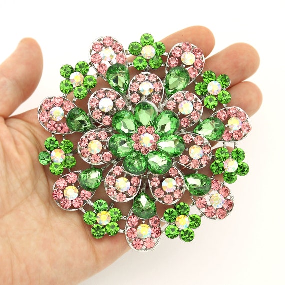 Pink and cheap green brooch