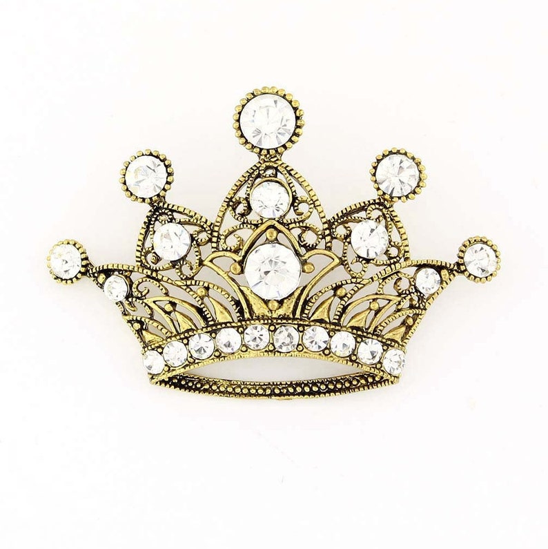 Crown Brooch Gold Rhinestone Broach Crown Bridal Pin Brooch | Etsy